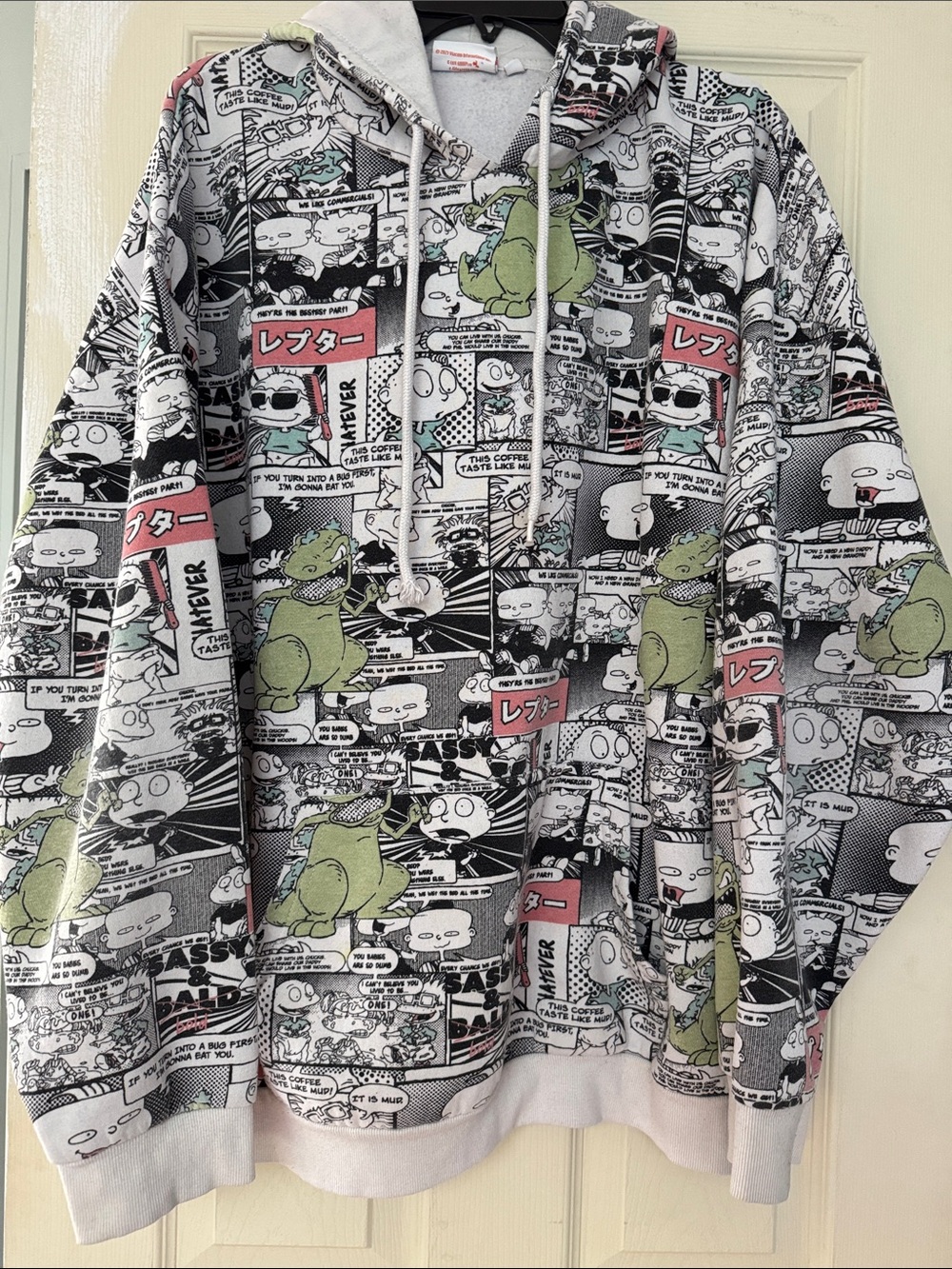 Nickelodeon Comic-Panel Zip Hoodie in Black, White, Green, Pink